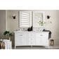 James Martin Vanities Palisades 72" Double Bathroom Vanity in Bright White with 3 cm Ethereal Noctis Quartz Top and Rectangular Sinks, , large