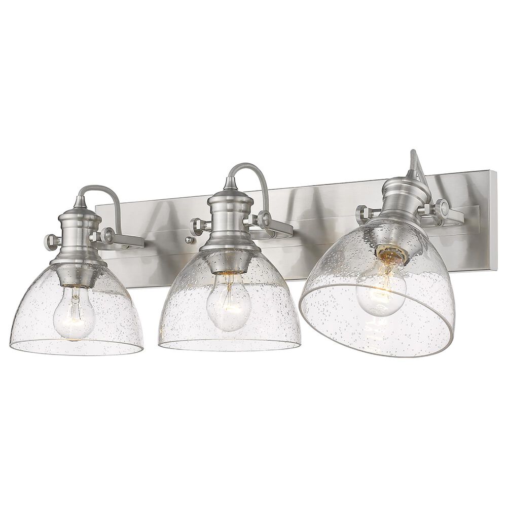 Golden Lighting Hines 3-Light Bath Vanity with Seeded Glass in Pewter, , large