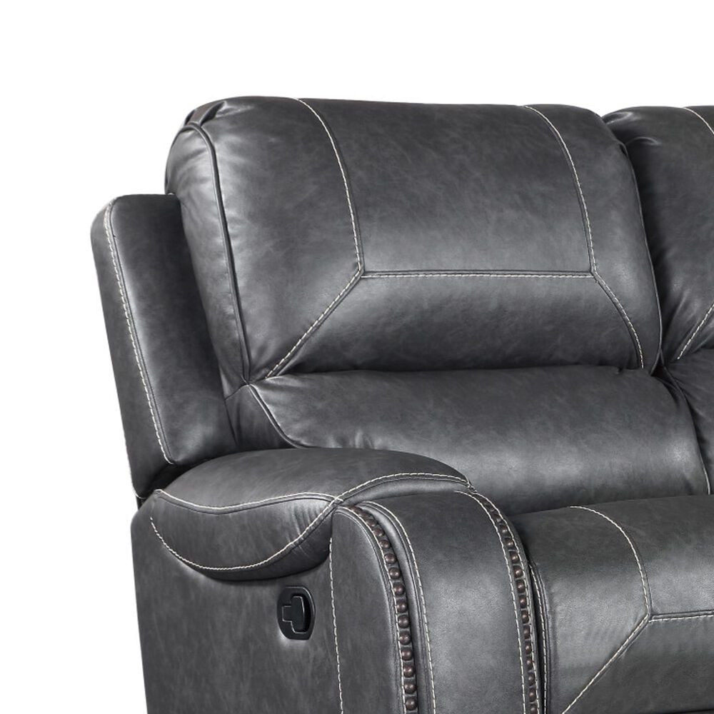 Crystal City Keily Manual Reclining Sofa with Dropdown Table in Dove Grey, , large