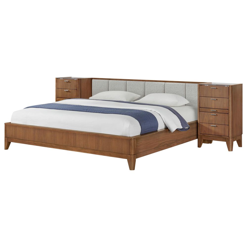 Boulder &amp; Pine King Wallbed with Two Nightstand Piers and Dresser in Warm Brown, , large