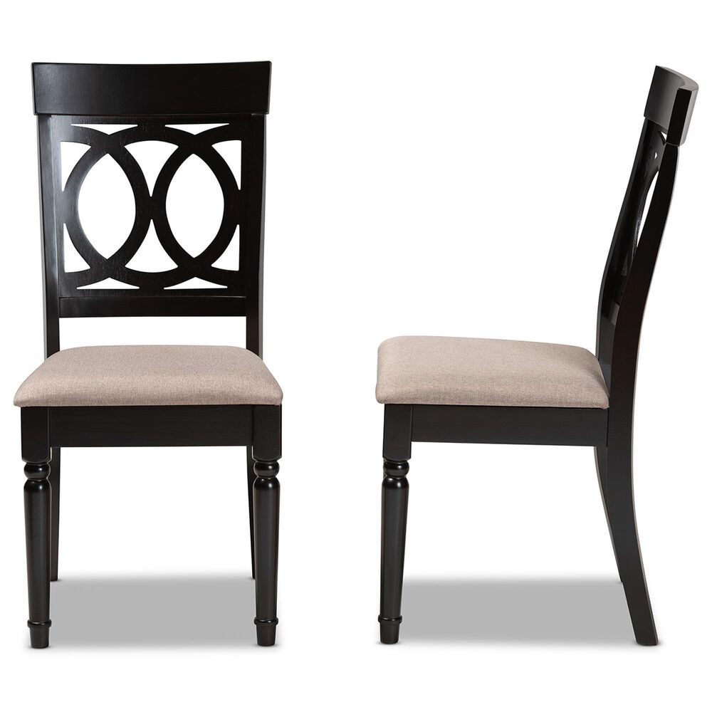 Baxton Studio Lucie Side Chair with Sand Cushion in Espresso Brown (Set of 2), , large