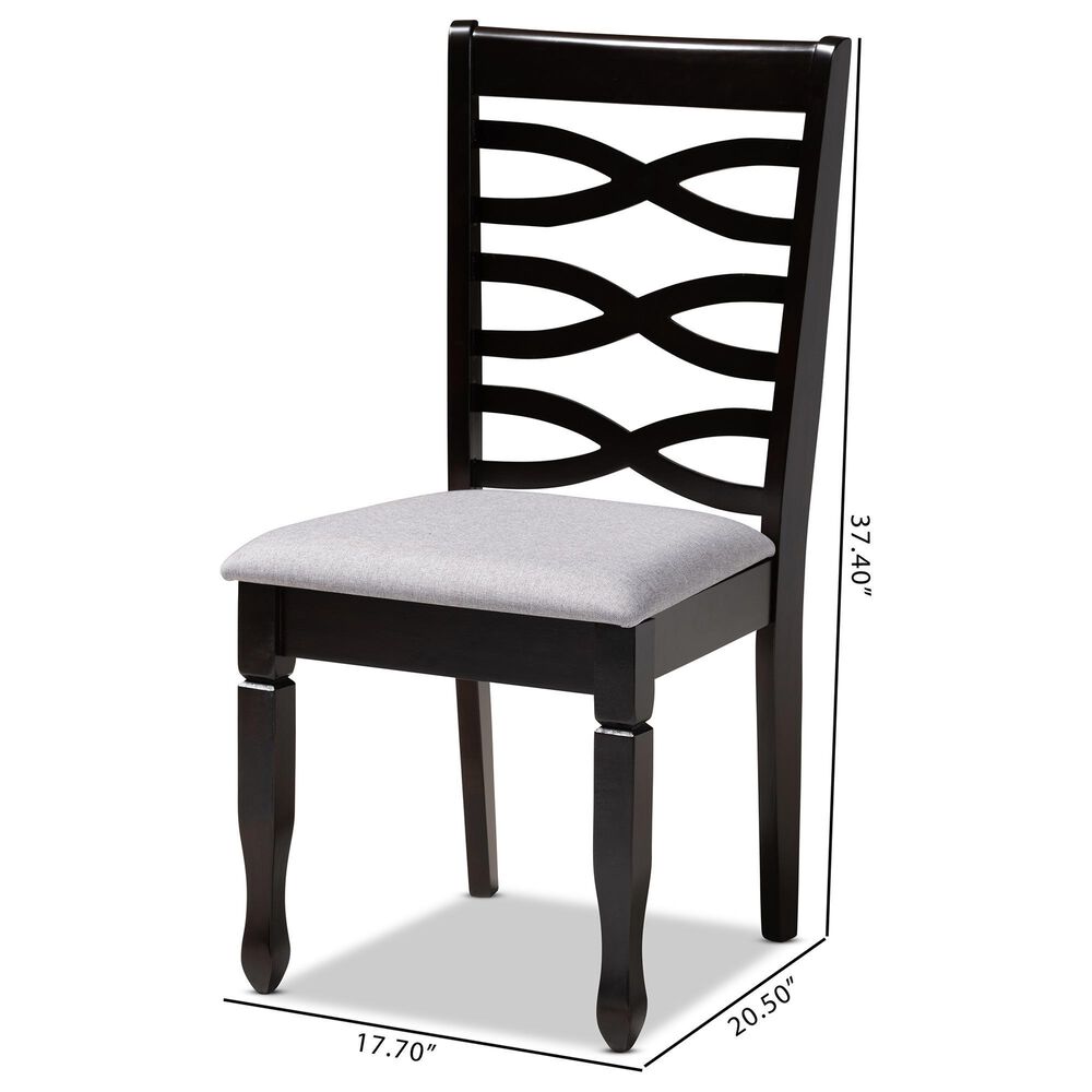 Baxton Studio Lanier Side Chair with Gray Cushion in Espresso Brown (Set of 4), , large