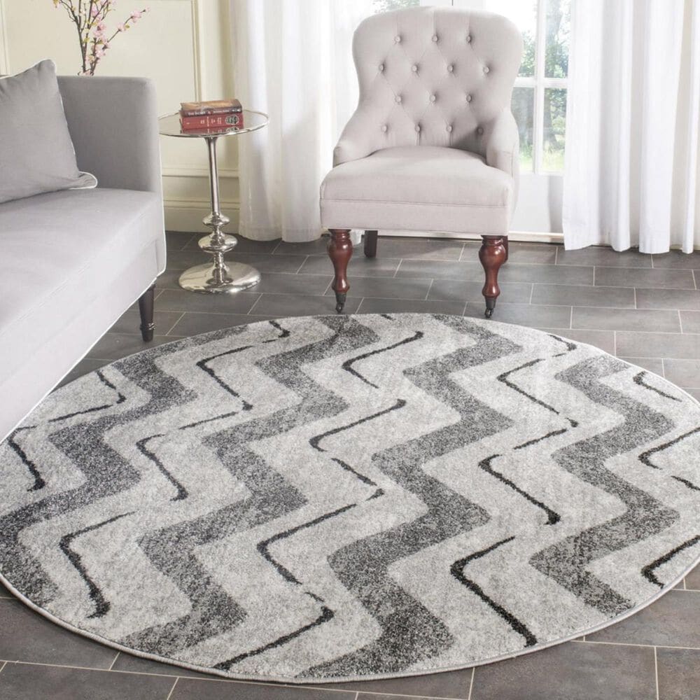 Safavieh Adirondack ADR121P 6" Round Silver and Charcoal Area Rug, , large