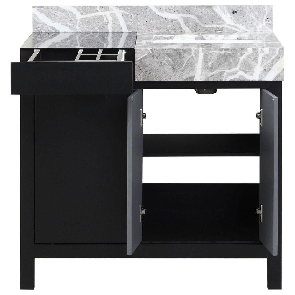 Lexora Home Zilara 36&quot; Single Bathroom Vanity in Black and Grey with 11 cm Castle Grey Marble Top and Rectangular Sink, , large
