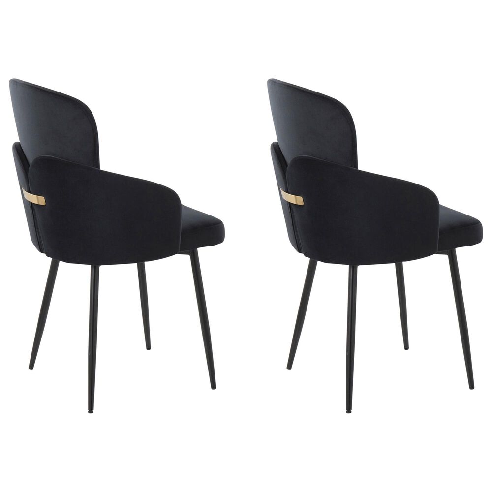 Lumisource Dahlia Dining Arm Chair with Black Velvet Cushion in Black and Gold &#40;Set of 2&#41;, , large