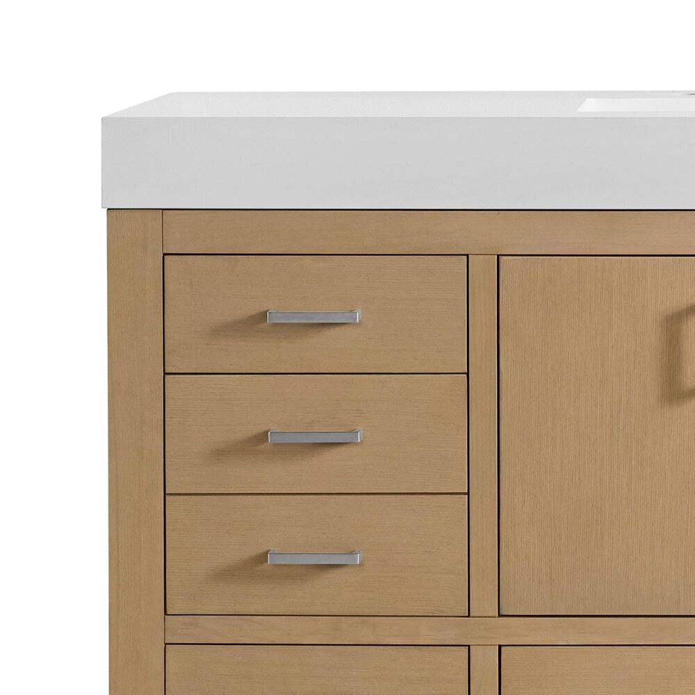 37B Alanya 60" Single Bathroom Vanity in Warm Oak with White Composite Stone Top, , large