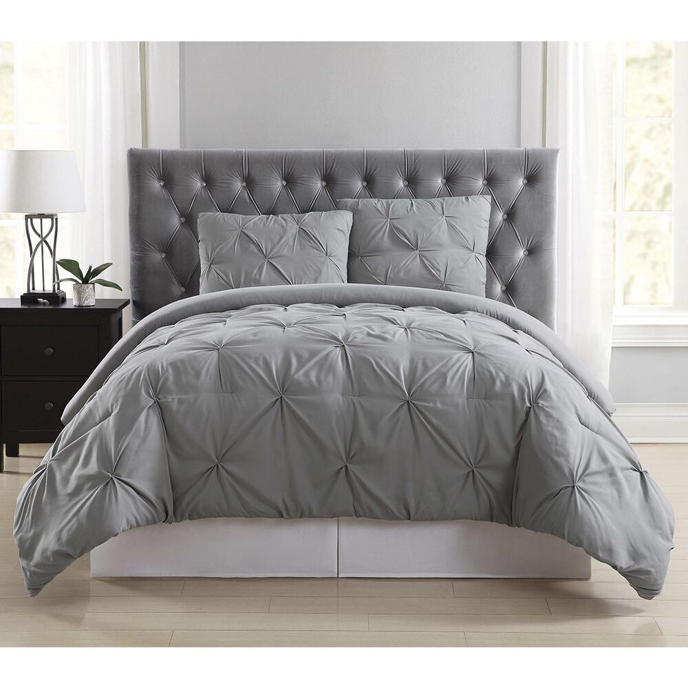 Pem America Truly Soft Pleated 2-Piece Twin XL Duvet Set in Grey, , large