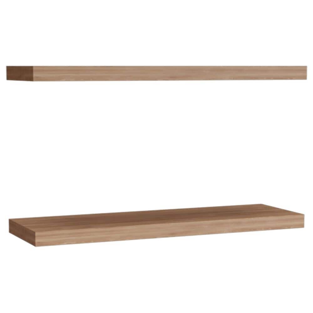 Hearth and Haven Ecco32" Floating Wall Shelf in Light Brown (Set of 2), , large