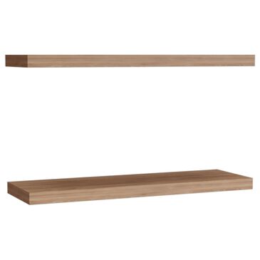 Hearth and Haven Ecco32" Floating Wall Shelf in Light Brown (Set of 2), , large