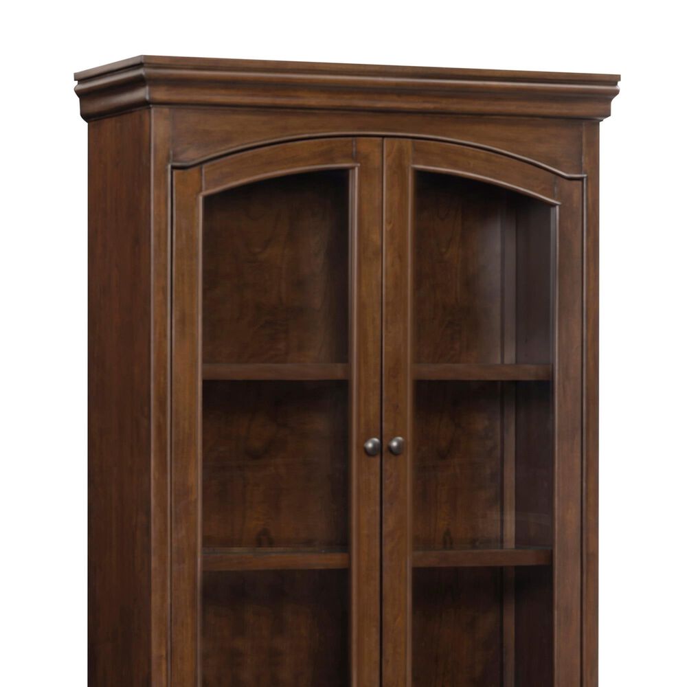 Riva Ridge Arlington 3-Piece L-Shaped Desk and Display Cabinet Set in Classic Brown, , large