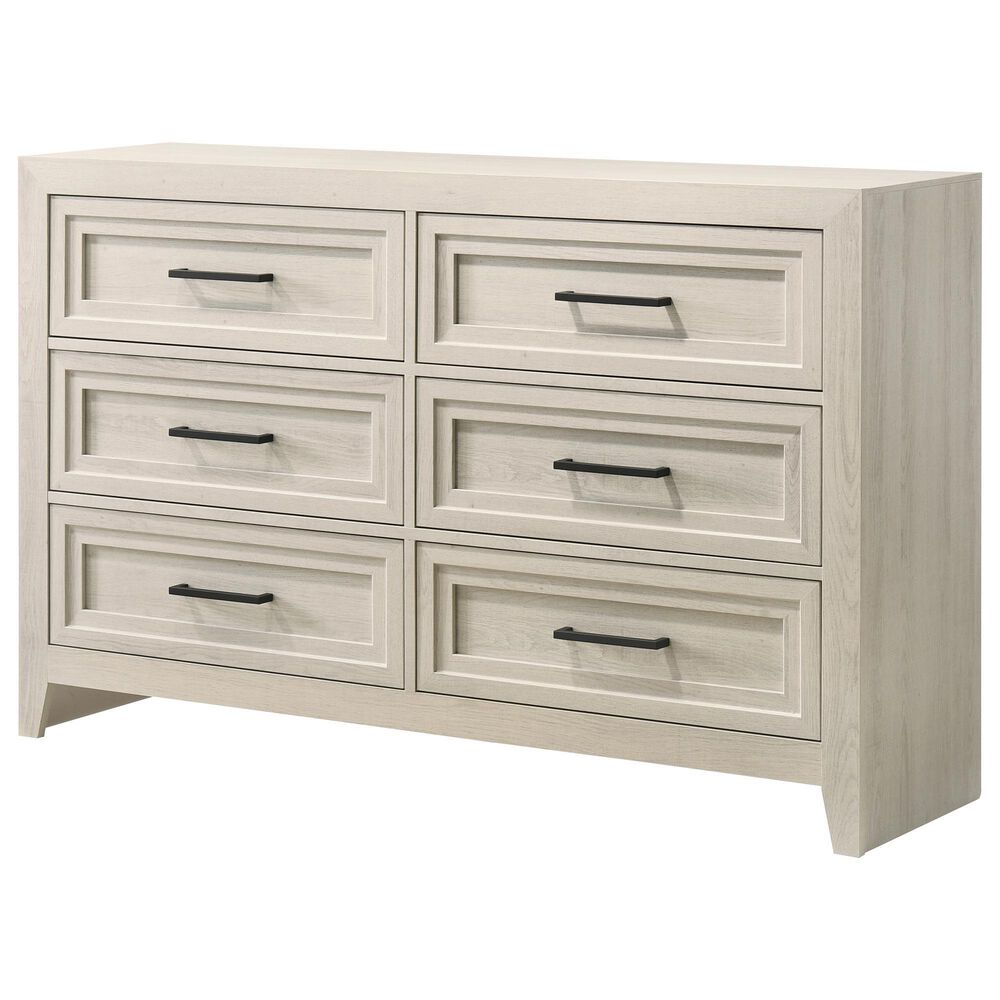Crown Mark Lorraine 6-Drawer Dresser in Antique White, , large