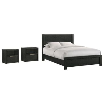 Mayberry Hill South Bend Queen Panel Bed with 2 Nightstands in Black, , large