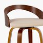 LumiSource Grotto 26" Swivel Counter Stool with Cream Faux Leather Upholstery in Walnut and Black (Set of 2), , large