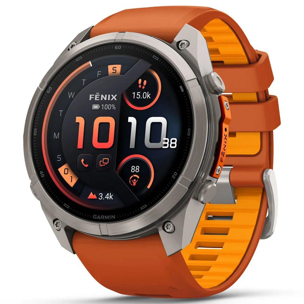 Garmin fenix 9 Pro inReach Smartwatch 51mm Titanium with Autumn Orange and Spark Orange Silicone Band, , large