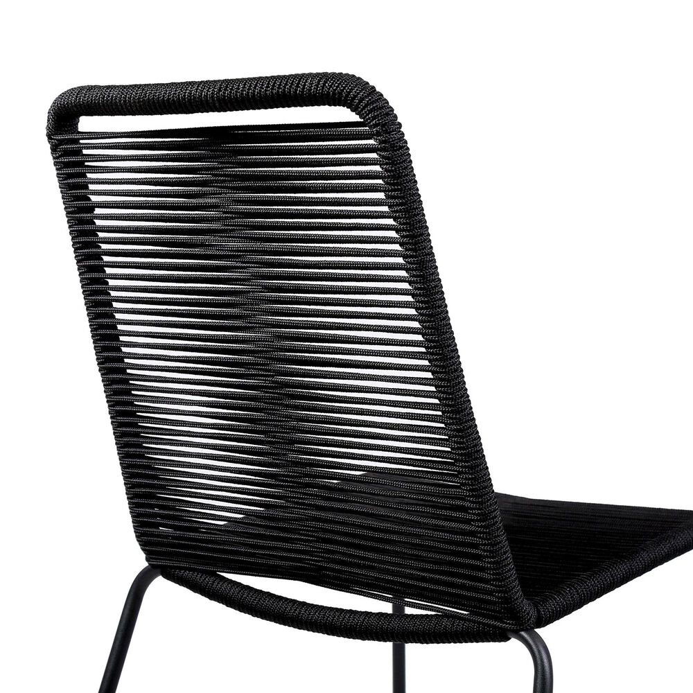 Blue River Shasta Outdoor Dining Chair with Rope Seat in Black (Set of 2), , large