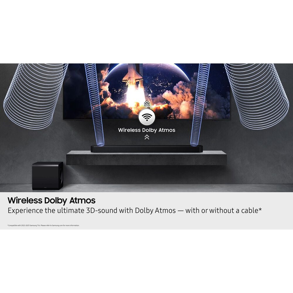 Samsung Q-Series 11.1.4 Channel Soundbar with Wireless Subwoofer and Rear Speaker in Titan Black, , large