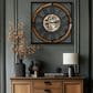 Yosemite Home Decor Iron Framed Gear Wall Clock in Black and Gold, , large