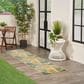 Nourison Aloha Nature 2" x 6" Green and Multicolor Indoor/Outdoor Runner, , large