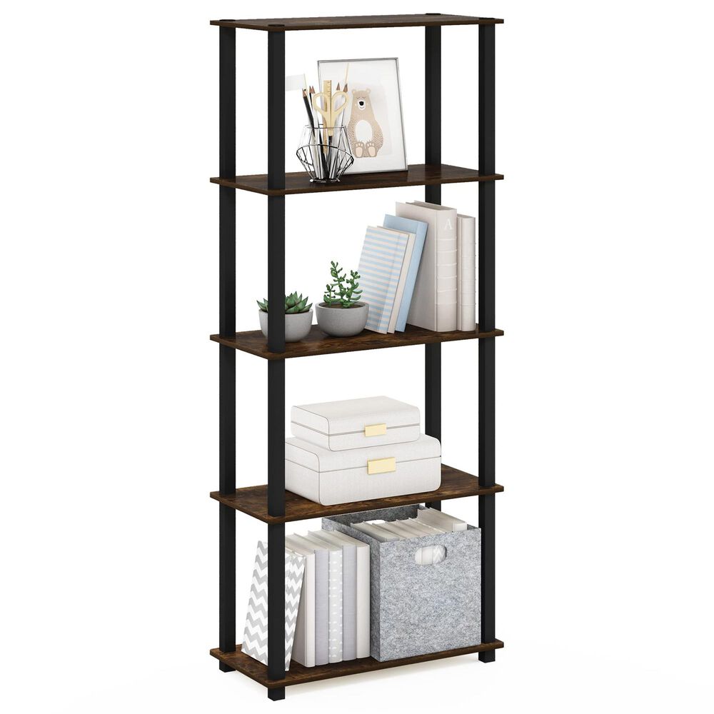HOMLUX 5-Tier Display Rack in Amber Pine and Black, , large