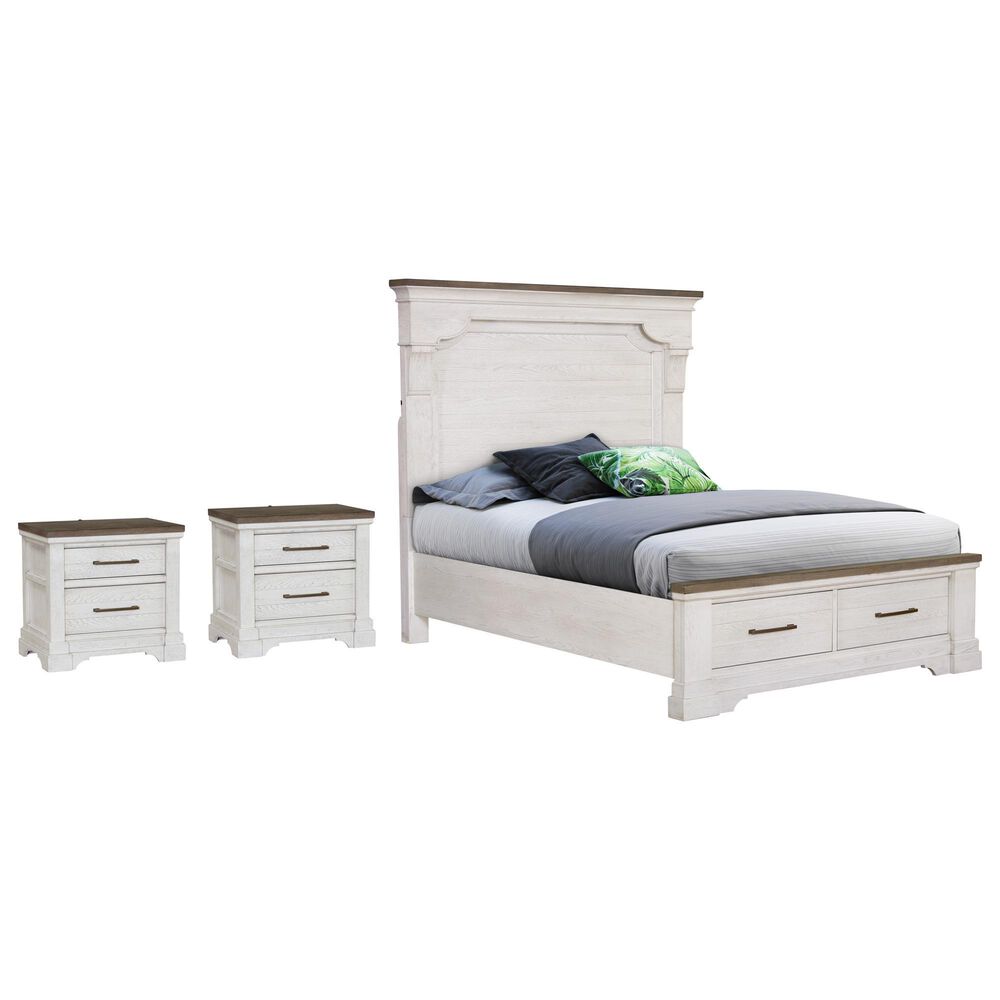 Sasha Lee King Storage Bed with 2 Nightstands in 2 Tone Hickory, , large