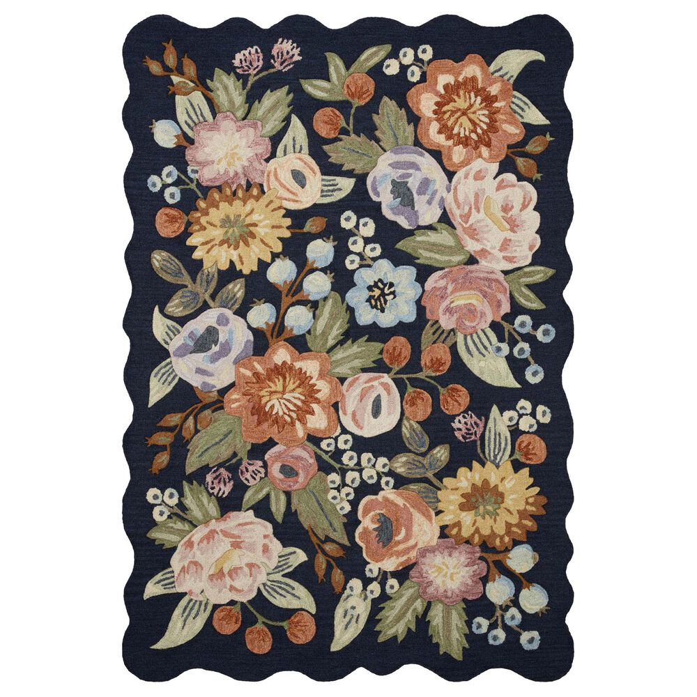 Rifle Paper Co Crafted by Cloth and Company Silhouette 5" x 7"6" Navy Area Rug, , large