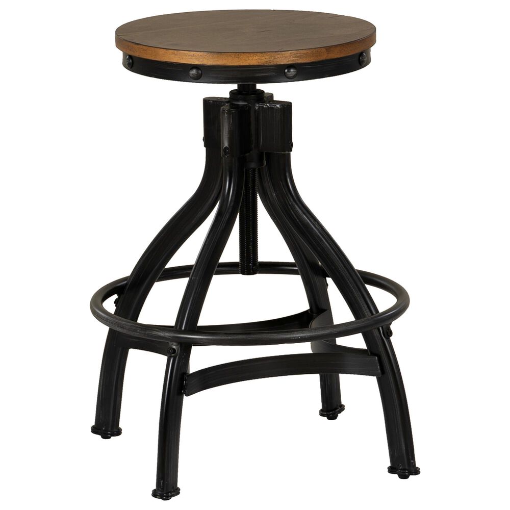 Linon Home Decor Haywood Swivel Backless Stool in Brown, , large