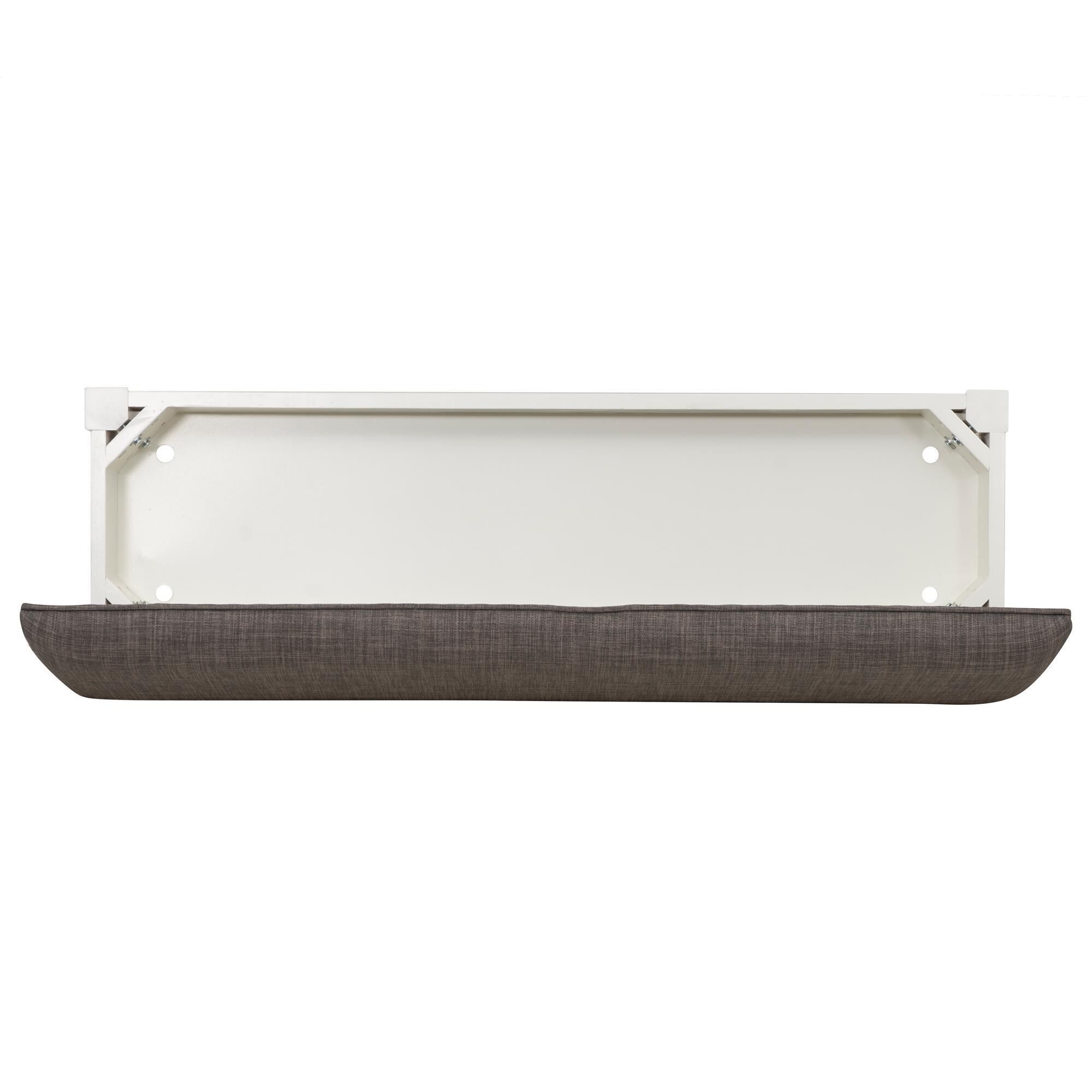 Linon Home Decor Jane Storage Bench with Taupe Cushion in Vanilla