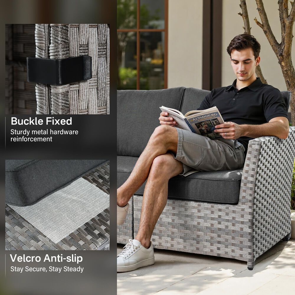 HOMLUX 6-Piece Patio Conversation Set in Black, , large