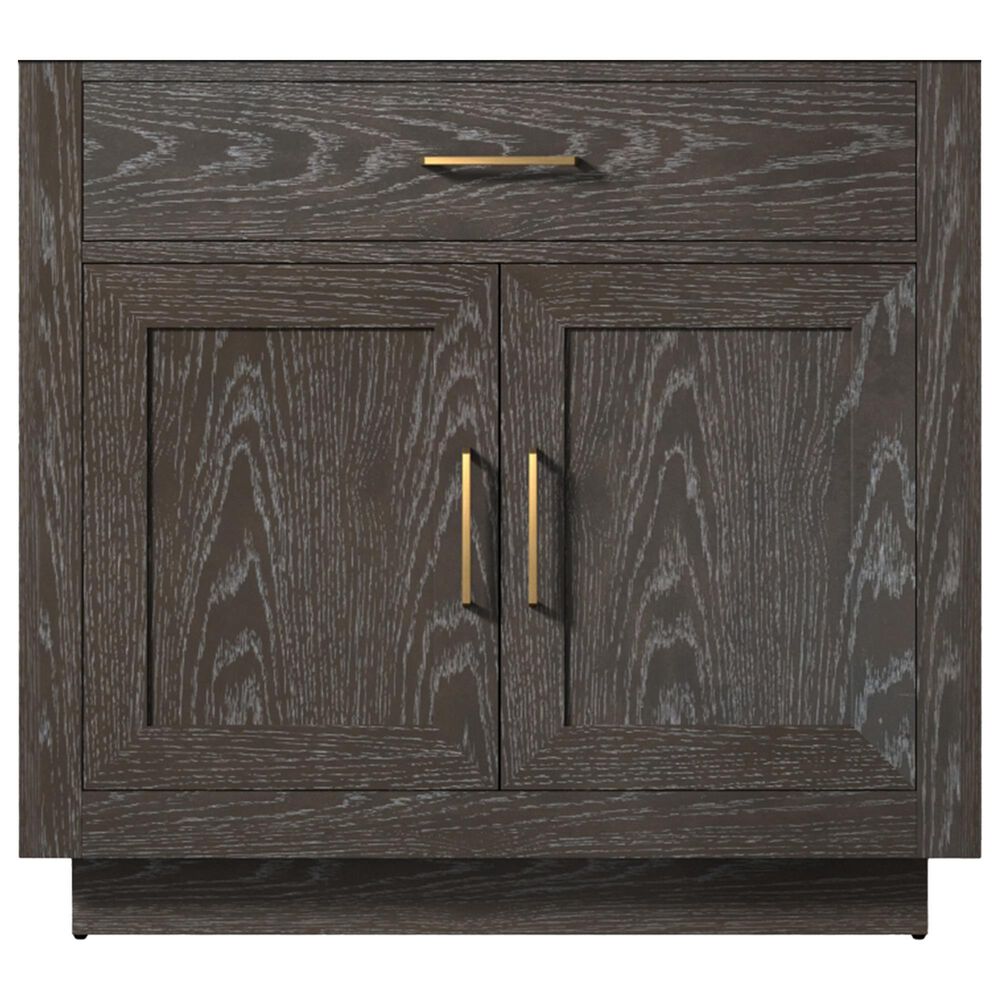 Lexora Home Abbey 36&quot; Single Bathroom Vanity in Brown Oak with 2 cm White Quartz Top and Rectangular Sink, , large