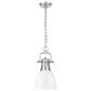 Golden Lighting Duncan 1-Light Small Pendant with Chain and White Shade in Pewter, , large