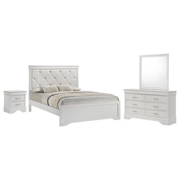 Crown Mark Amalia 4-Piece King Bedroom Set in White, , large
