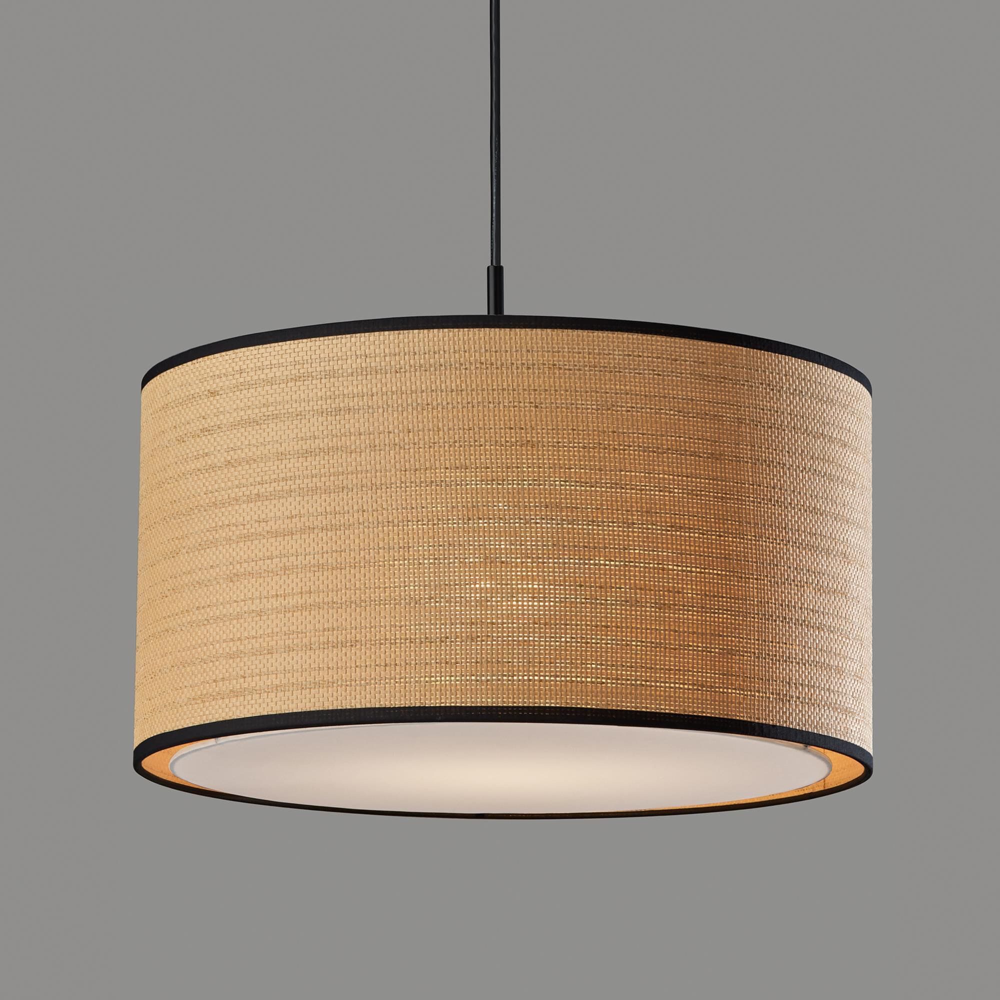 Adesso Harvest 1 Light Large Drum Pendant in Black