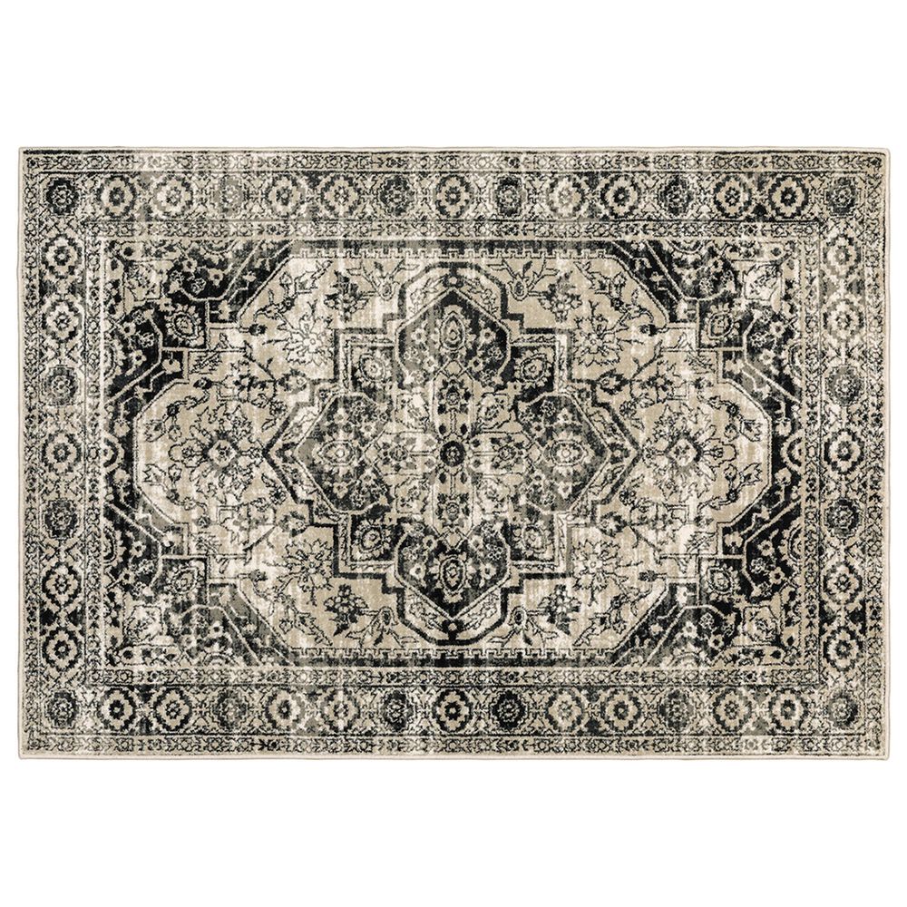 Oriental Weavers Georgia Medallion 429G0 6"7" x 9"2" Gray and Black Area Rug, , large
