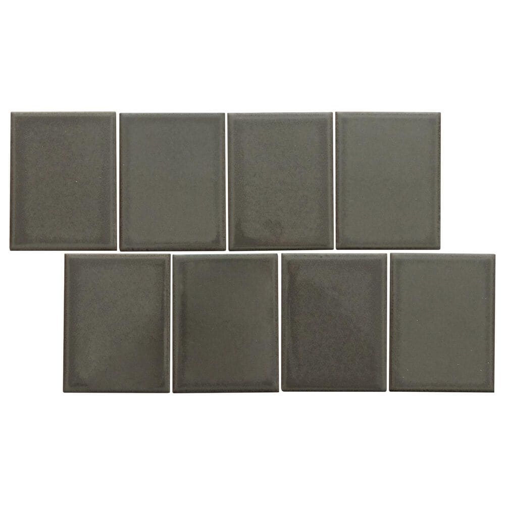 Emser Cuadro Charcoal 4" x 5" on 9" x 14" Flat Porcelain Mosaic Sheet, , large