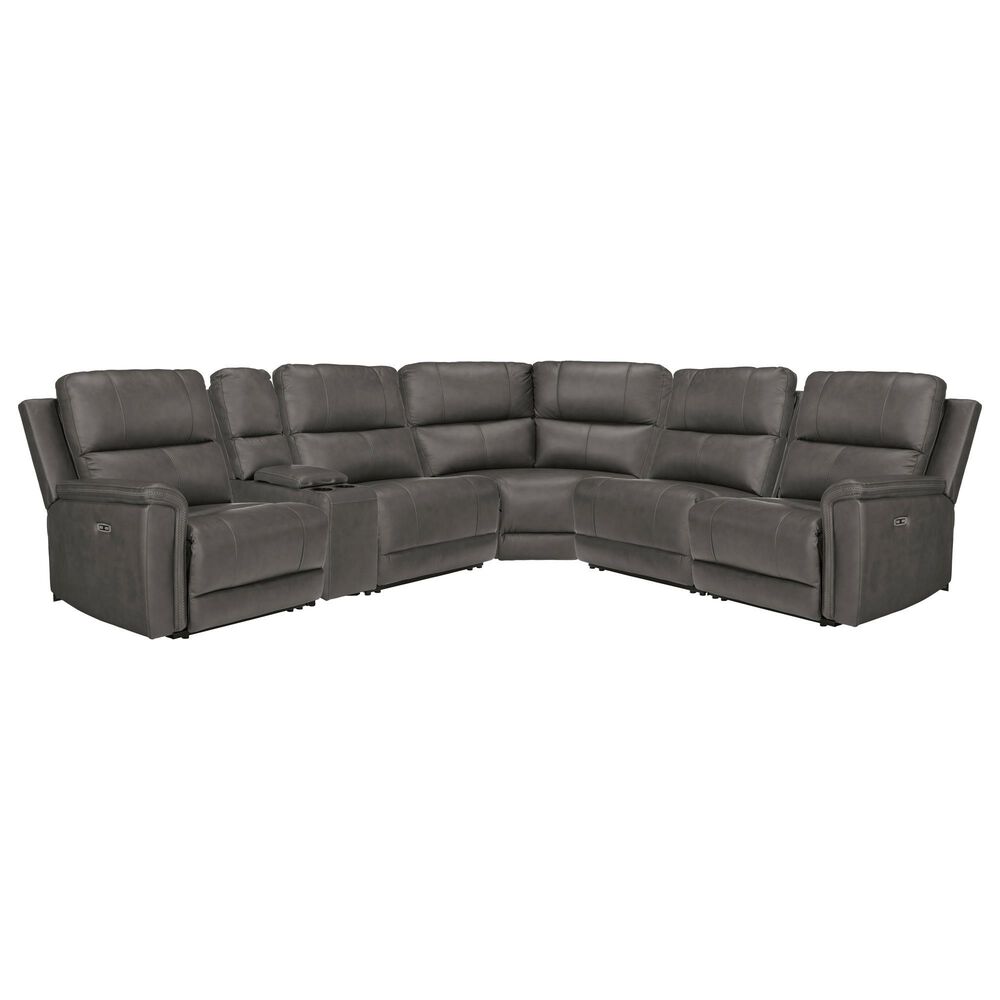 Ashley 6-Piece Power Reversible Console Reclining Sectional with Armless Headrest Recliners in Anchor, , large