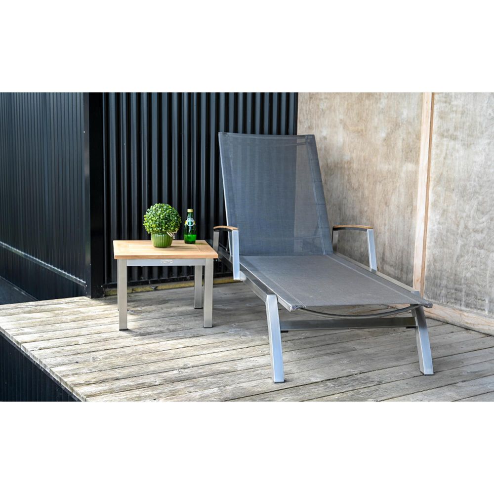 Three Birds Casual Avanti Patio Side Table in Golden Brown and Stainless Steel, , large
