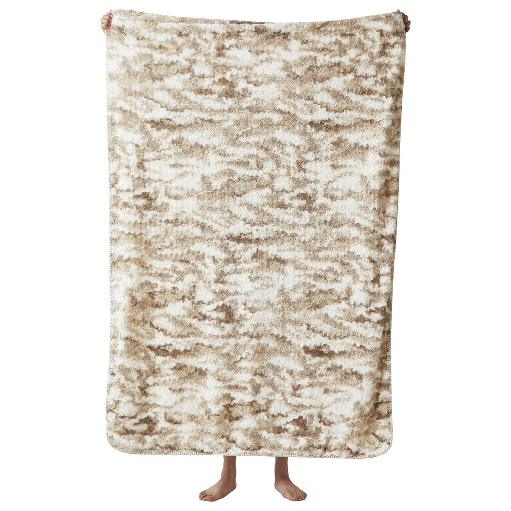 Duke Imports Root Beer Float Plush Throw in Brown, Beige and White, , large