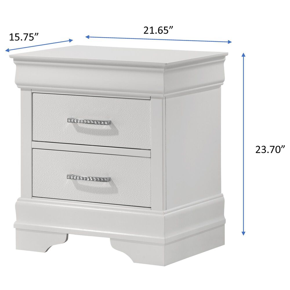 Crown Mark Amalia 2-Drawer Nightstand in White, , large