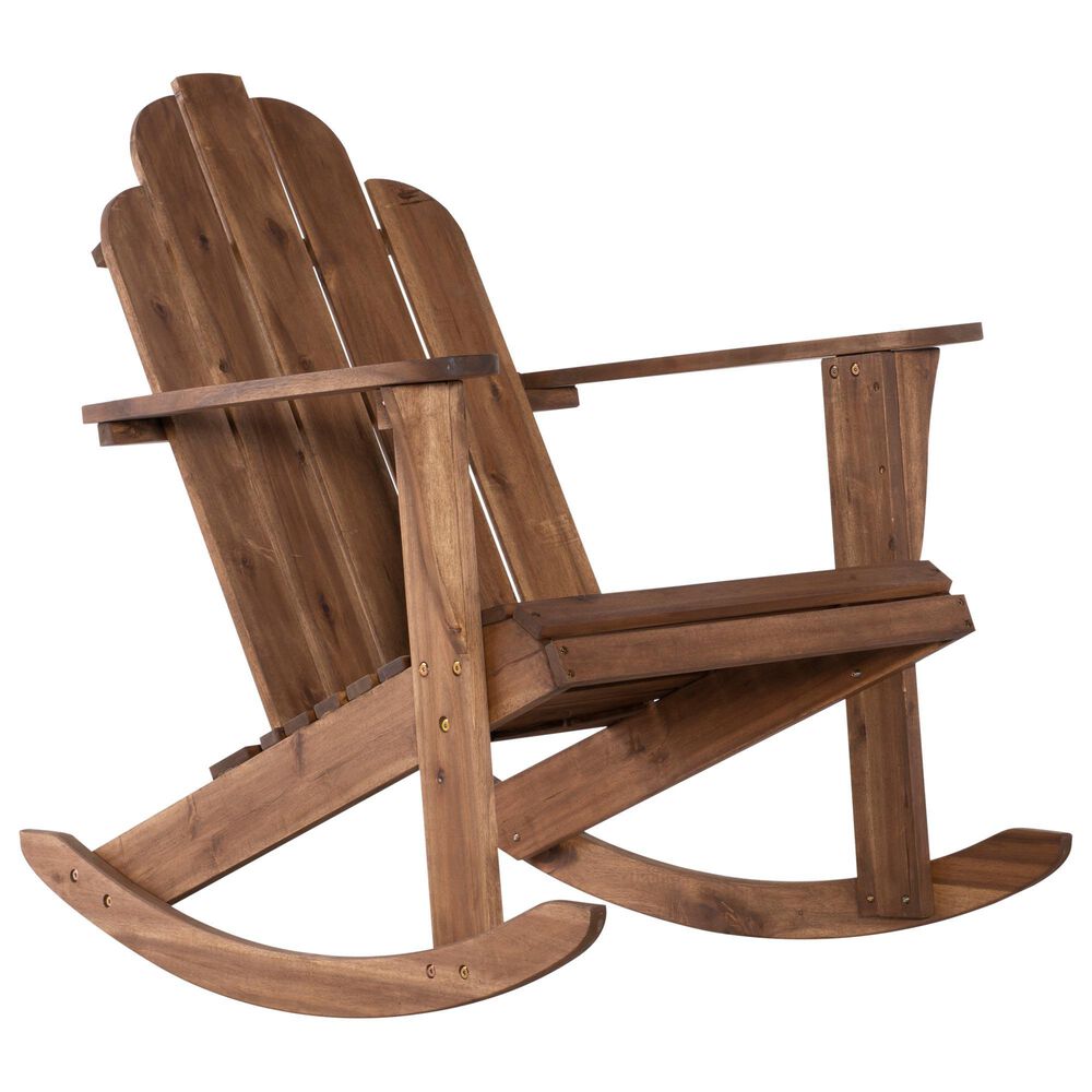 Linon Home Decor Adirondack Patio Rocking Chair in Acorn, , large