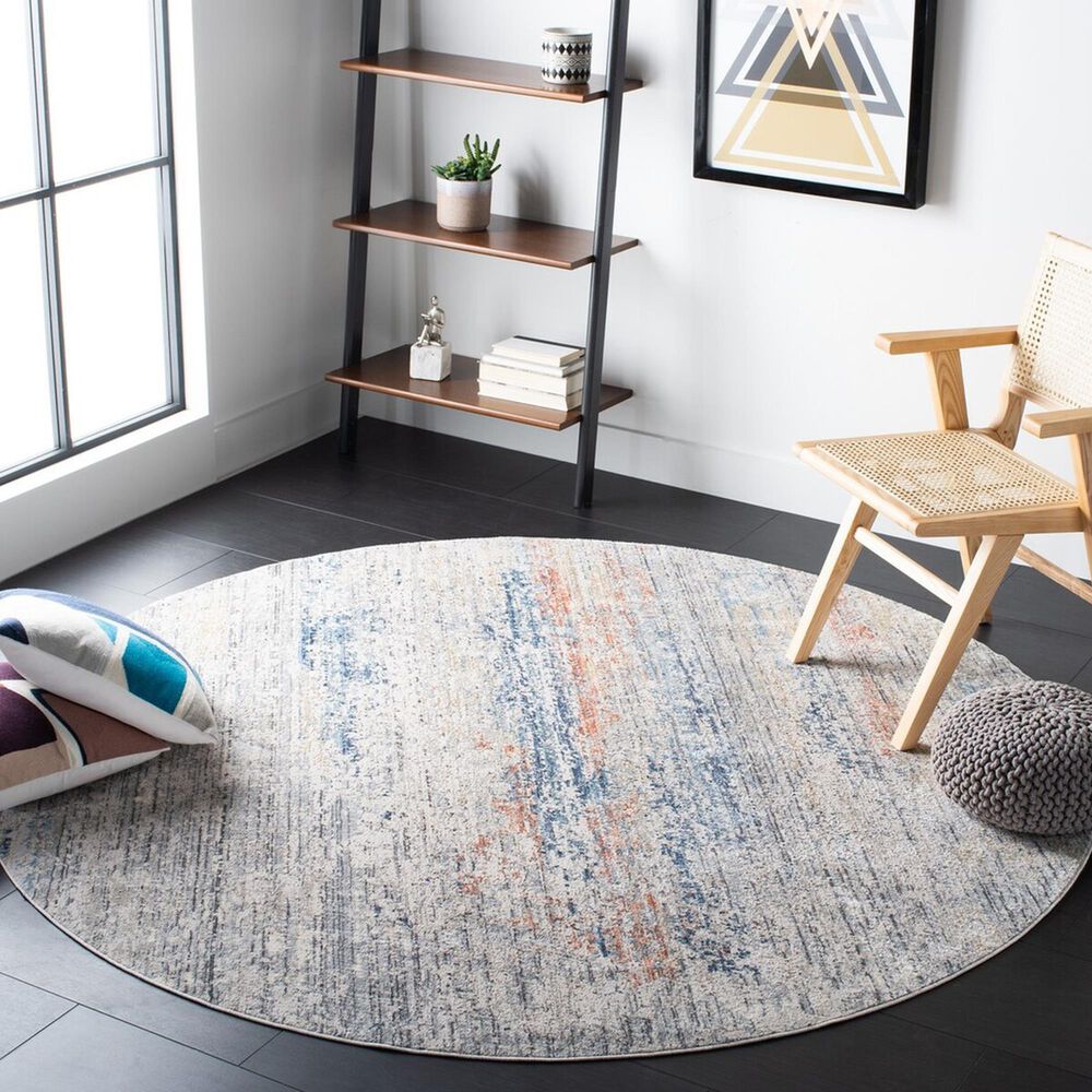 Safavieh Dream DRM427G 6&#39;7&quot; Round Grey and Blue Area Rug, , large