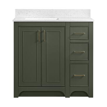 37B Lucerne 36" Single Bathroom Vanity Cabinet in Deep Olive Green with Marble Top and Backsplash, , large