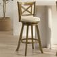 Armen Living Kodi Swivel Bar Height Stool with Light Scone Upholstery in Sepia Brown, , large