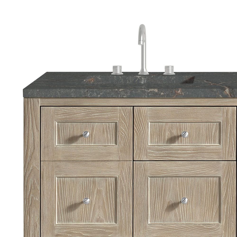 James Martin Vanities Breckenridge 60&quot; Double Bathroom Vanity in Whitewashed Oak with 3 cm Parisien Bleu Quartz Top and Rectangular Sinks, , large
