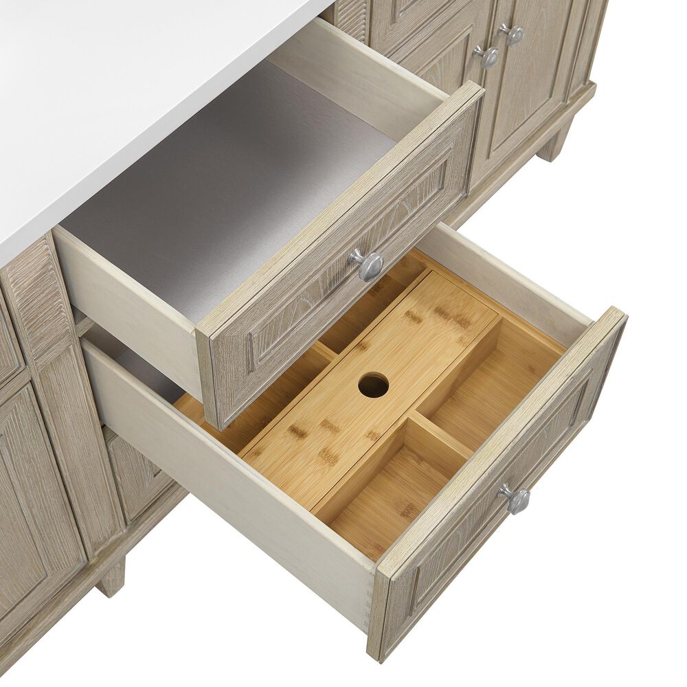 James Martin Vanities Lorelai 72&quot; Double Vanity in Whitewashed Oak with 3 cm Lime Delight Quartz Top, , large