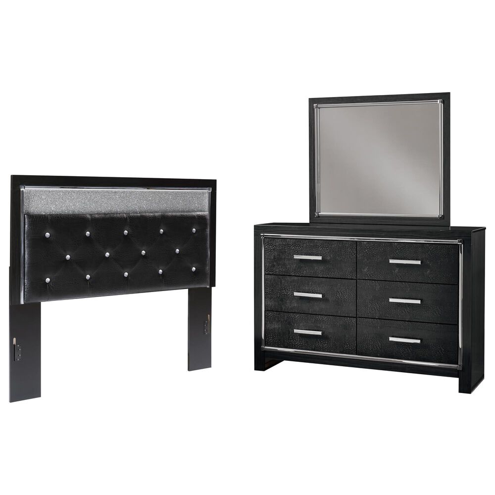 Ashley Kaydell 3-Piece Queen Upholstered Headboard Set in Black and Dark Gray, , large