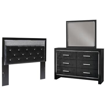 Ashley Kaydell 3-Piece Queen Upholstered Headboard Set in Black and Dark Gray, , large