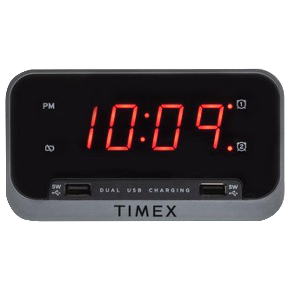 iHome Dual Alarm Clock with Dual USB Charging and Nightlight in Black and Grey, , large