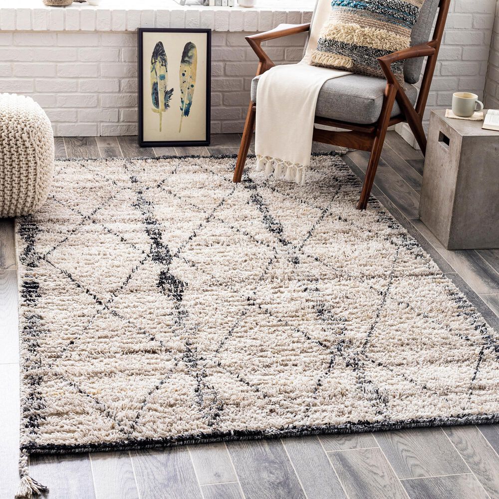 Surya Birch 5&#39; x 7&#39;6&quot; Beige, Cream, Gray, Charcoal and Black Area Rug, , large