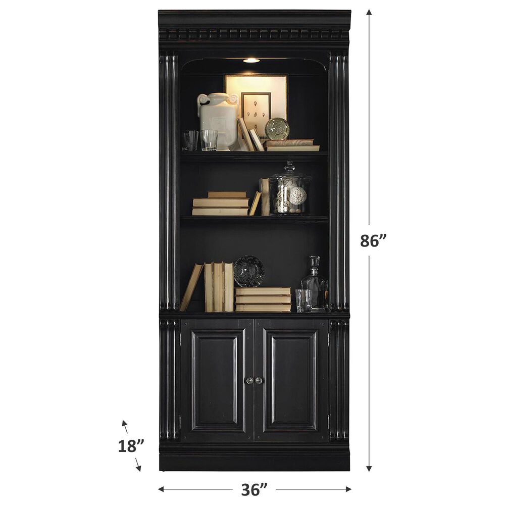 Hooker Furniture Telluride Door Bunching Bookcase in Black with Reddish Brown Rub-Through, , large