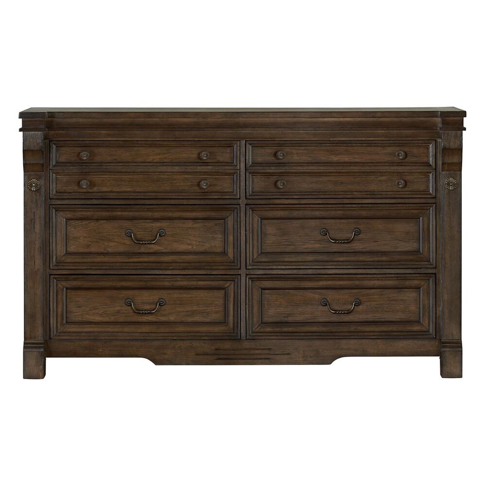 Sasha Lee Grand Teton 5 Piece Queen Bedroom Set in Warm Brown Oak, , large